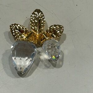 Vintage Gold Leaf and Swarovski Crystal Berries Brooch